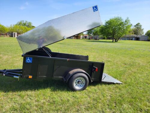 4 x 8 HD Wheelchair Trailer w/ Aluminum Flip Up Top and Aluminum Gate