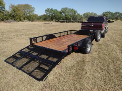 7 x 12 w/ Mesh Sides and Spring Assisted Bi-Fold Gate Custom Welded Trailer