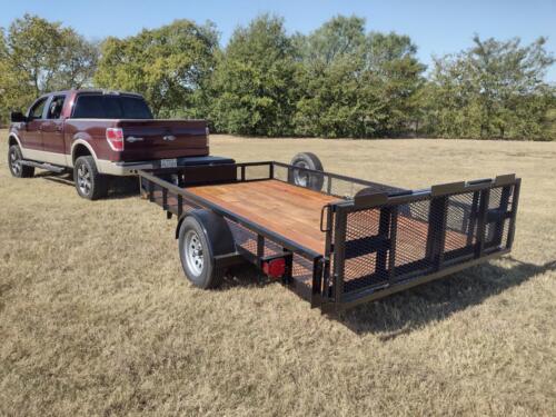 7 x 12 w/ Mesh Sides and Spring Assisted Bi-Fold Gate Custom Welded Trailer